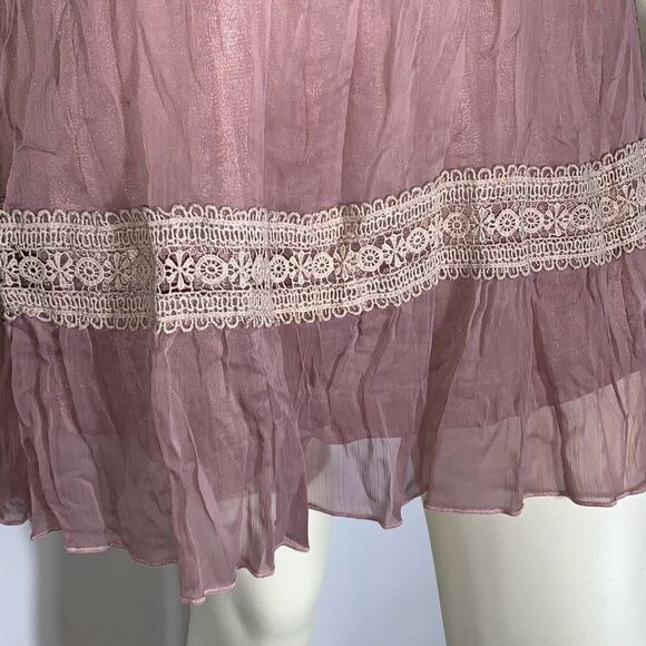 Vintage Y2K Double Layered Chiffon Crochet Knit Dress Medium - Picture 6 of 15